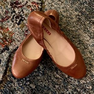 Authentic Prada leather ballet flats